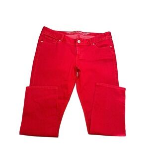 Women's Express Red Crop Jean Leggings Zelda Slim Fit Ultra‎ Low Rise Size 12